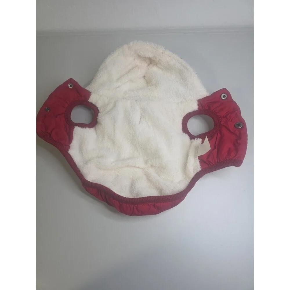 SAWMONG Dog Fleece Hoodie Red Small, (missing 1 snap)